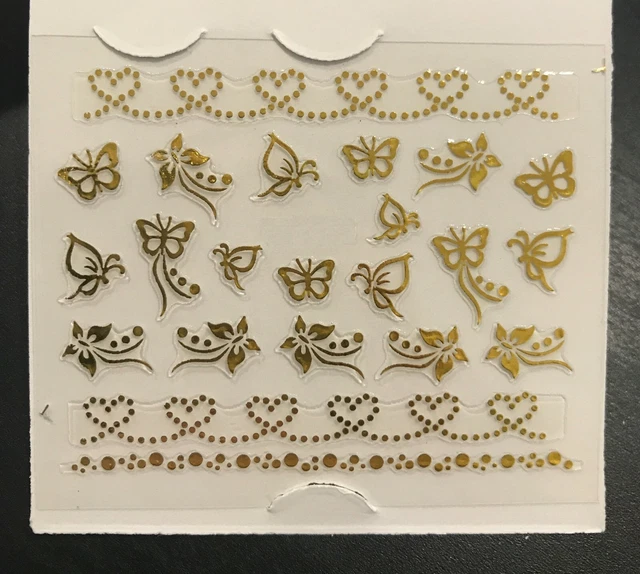 3D Nail Art Decal Stickers Gold Love Heart Butterflies Manicure DIY AU