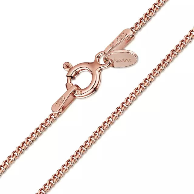 14K Rose Gold Plated on 925 Sterling Silver 1.3 Mm Curb Chain Necklace 16" 18" 2
