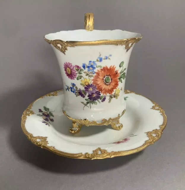 Meissen Prunkgedeck Prunktasse Tasse Füßchen Barock B-Form 1.Wahl Pfeifferzeit