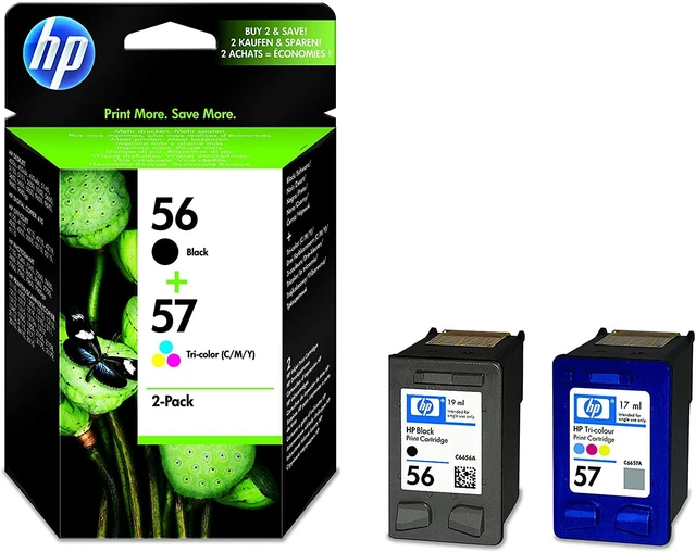 Original HP 56 57 SA342AE Multipack Tiintenpatronen Black+Coloured 2er Pack