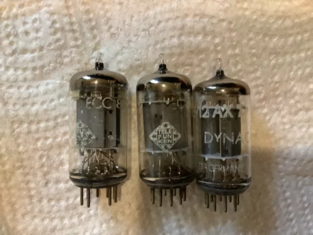 2 Telefunken ECC83 Smooth Plate Diamond Base Tubes Match 12AX7 test minimum