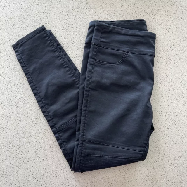 Decjuba Black Riley Wet Leather Look Leggings Tapered Leg Grunge size 12