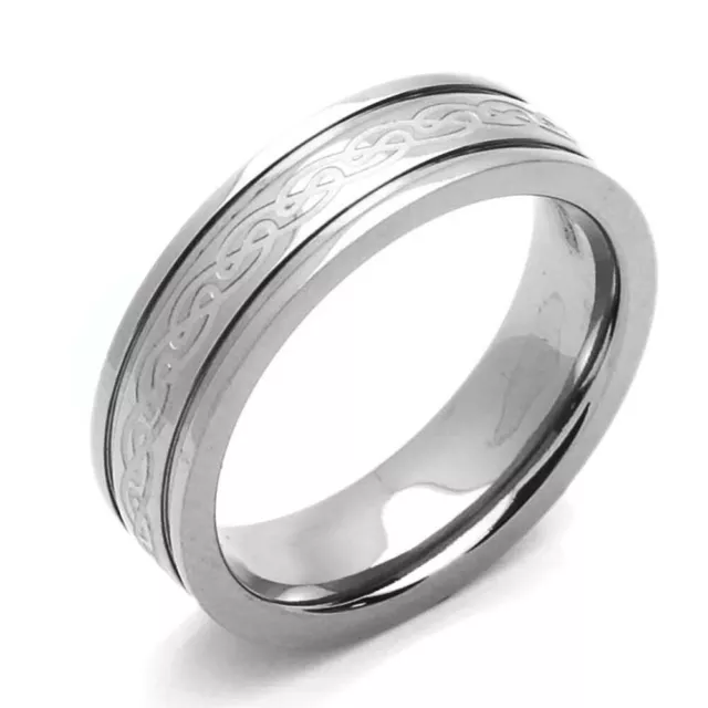 Men Women 6MM Comfort Fit Titanium Wedding Band Celtic Knot Grooved Ring