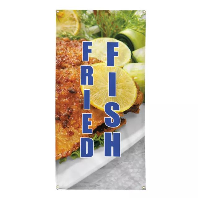 Vertical Vinyl Banner Multiple Sizes Fried Fish Restaurant Food Bar Outdoor