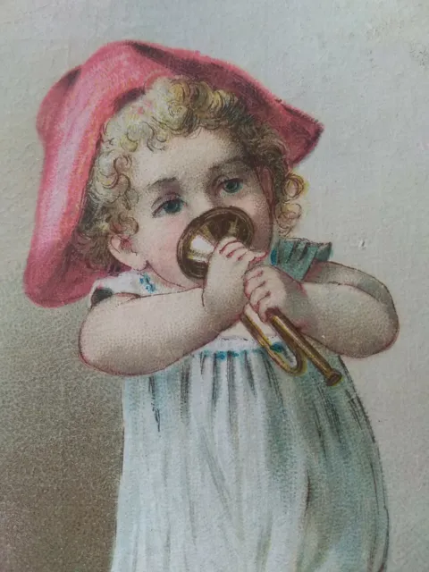 Vintage Lown's Capital Coffee Trade Card. Washington DC. Child with horn. (L3)