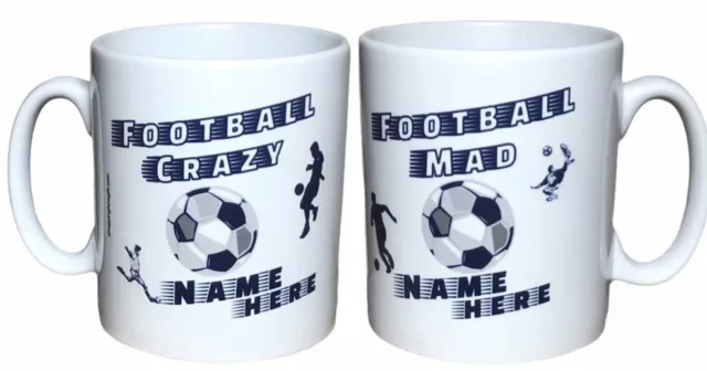 Personalised Tottenham Hotspur Spurs Colours Football Crazy, Mad Mug. ADD NAME