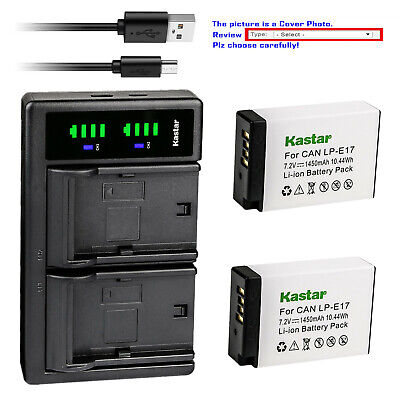 Kastar Battery LTD2 USB Charger for Canon LP-E17 LPE17 & Canon Rebel T7i T6s T6i