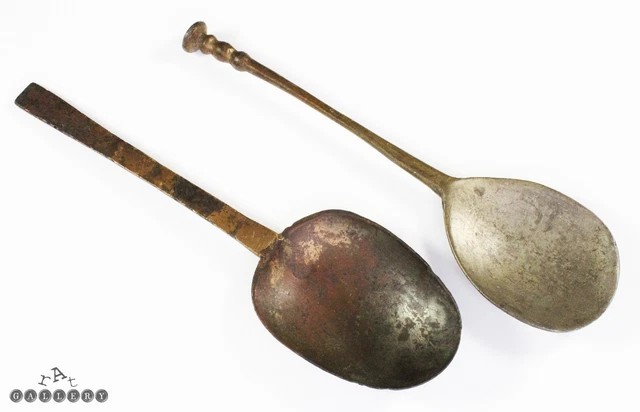 EARLY MEDIEVAL Latten Pewter Spoons Touchmarks 15th 16th early-medieval-latten-pewter-spoons-touchmarks-15th-16th