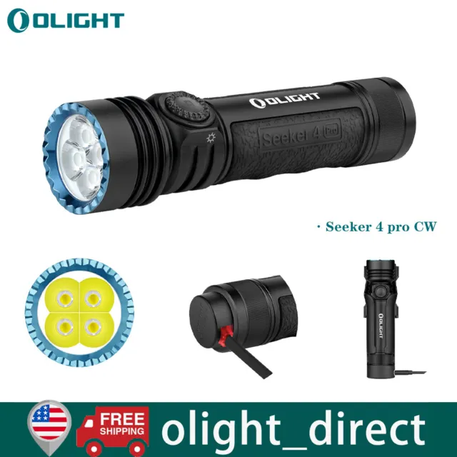 OLIGHT Seeker 4 Pro Rechargeable Flashlight Powerful 4600 Lumen W/ USB C Holster
