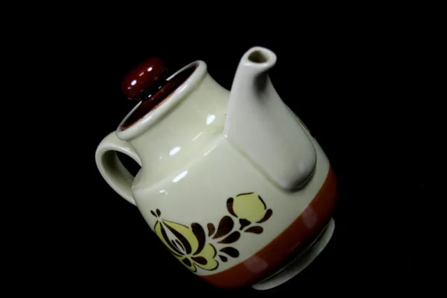 Rustikales 15-tlg. Keramik Kaffeeservice Colditz Made in GDR ockergelb Ornamente 3
