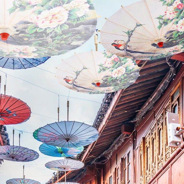 (Tipo 6) Paraguas de Danza Antiguo Papel Óleo Paraguas Decorativo Multipropósito