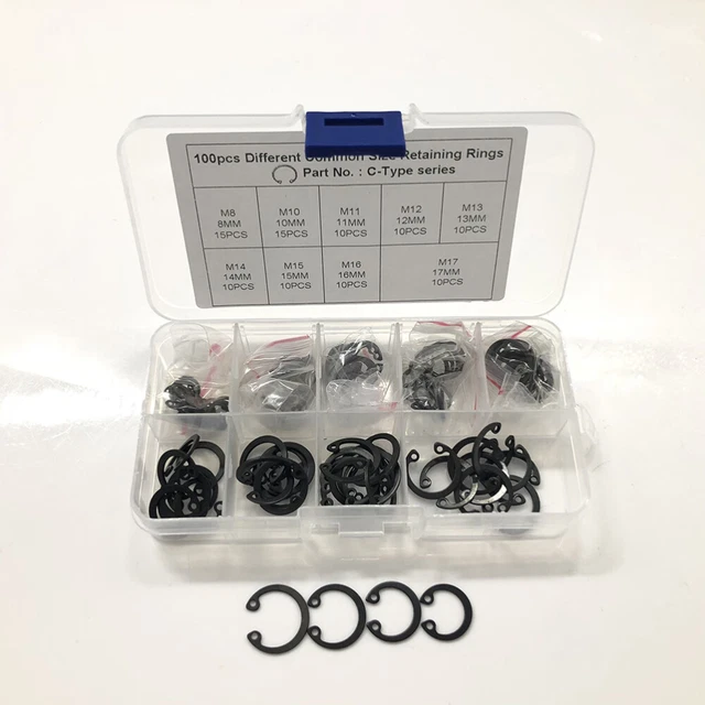 100 IN 1 65 Carbon Steel Universal Snap Rings Set for Automotive £7.89