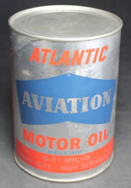 Atlantic Aviation Motor Oil Quart Can - Full - Vintage