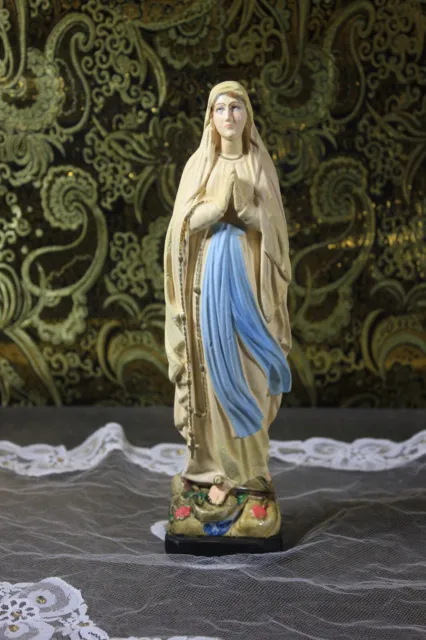 Estatua Virgen Lourdes, 25 cm, Figura Virgen Escayola, Escultura Francesa