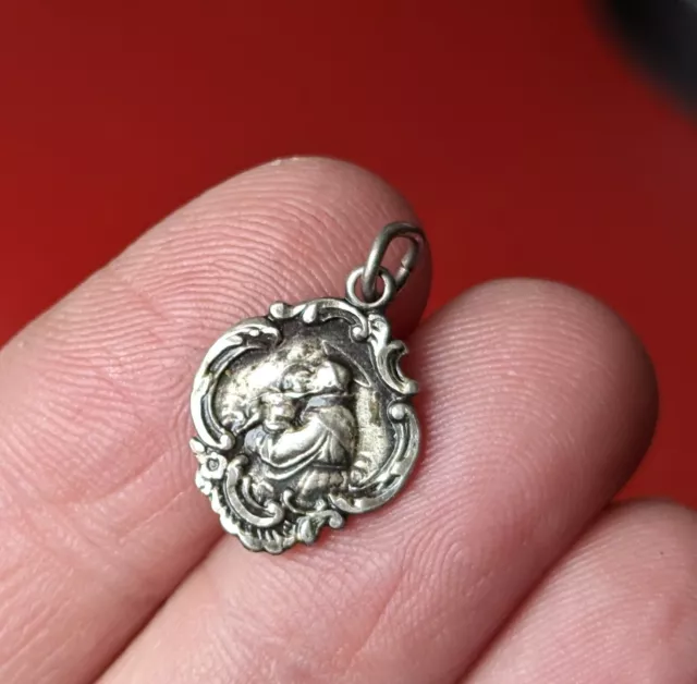 Vintage STERLING Catholic St. Anthony Pray For Us CHARM Pendant Christian