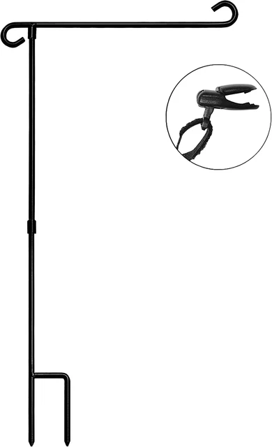 HOOSUN Garden Flag Stand Holder Pole Easy to Install Strong Sturdy Wrought Iron
