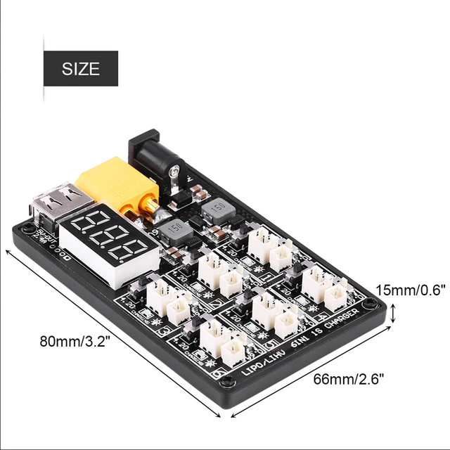6in1 1S LiPo Battery Charger Charging Board RC Accessory With USB Interface FAD