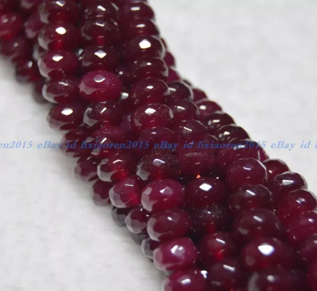 Pretty 5X8mm Dark Red Garnet Faceted Gemstone Roundel Abacus Loose Beads 15" AAA