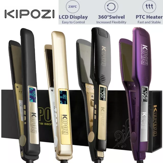 KIPOZI Pro Hair Straighteners Flat Iron LCD Display Titanium Adjustable Auto Off