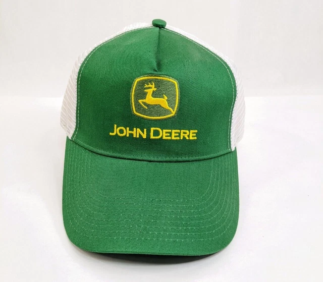 John Deere Licensed Green, White Mesh Snapback Hat Cap