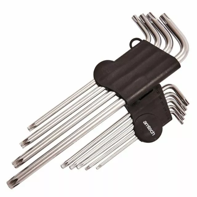 9 Piece Extra Long Offset Torx Key Set Piece Satin Chrome Vanadium Steel Kit