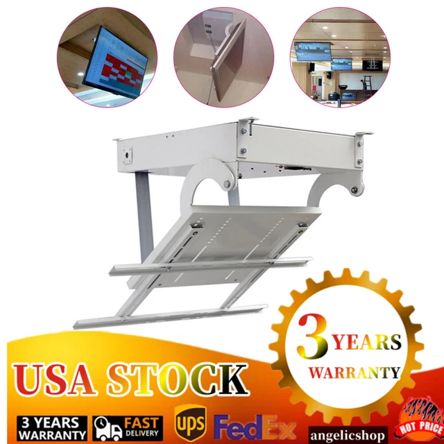 32-70" TV Ceiling Hanger Bracket Mounted Screen Remote Lift Turner 90° Rotation