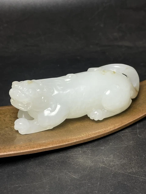 Chinese Exquisite Handmade Brave Troops carving Hetian Jade Statue