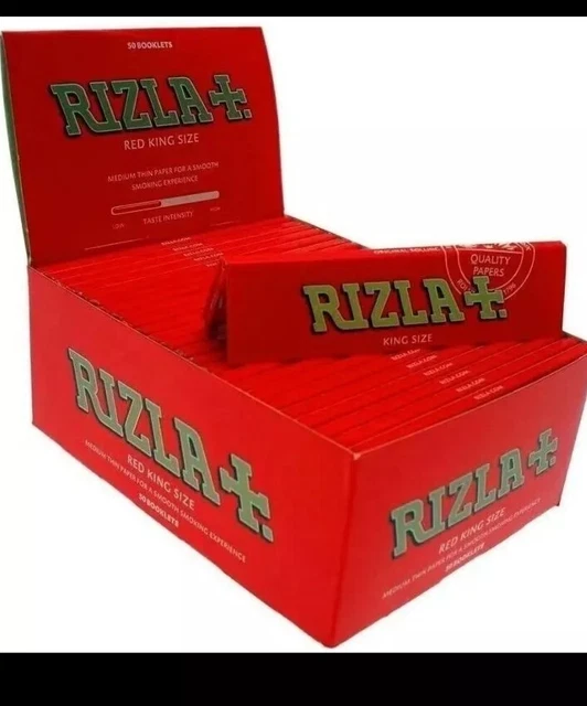 RIZLA RED KING Size Medium Weight Cigarette Rolling Papers 50 Booklets ...