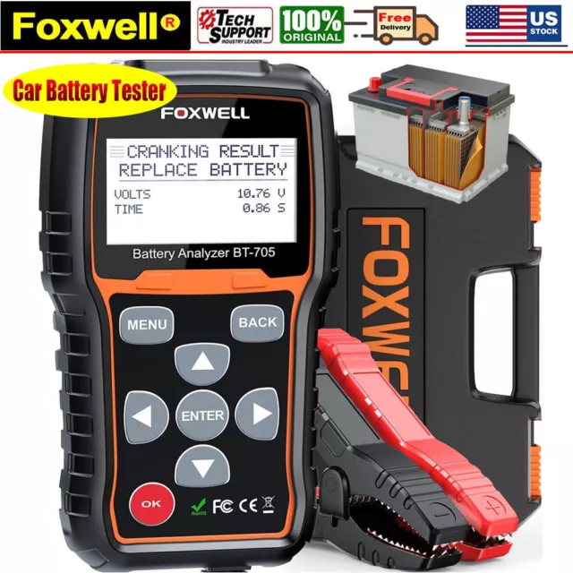 Foxwell BT705 12V-24V Car & Truck Battery Load Tester & Charging System Analyzer