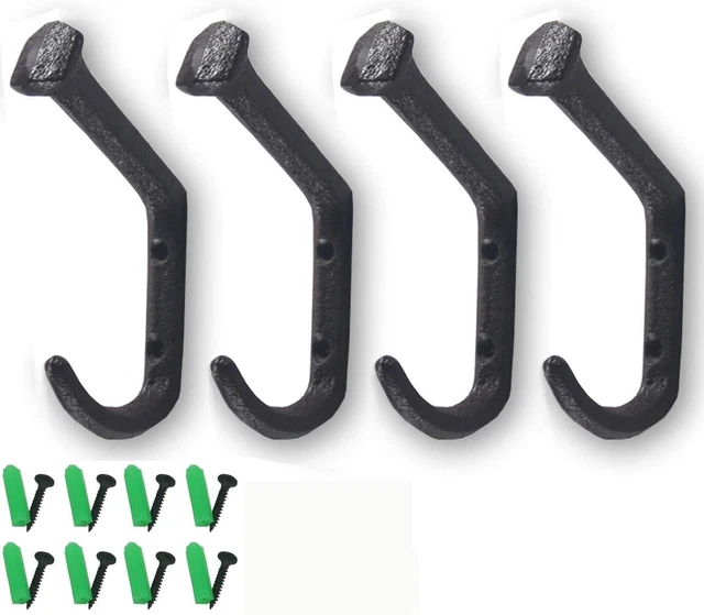 Tinsow Wall Mount Coat Hanger Hooks Rustic Farmhouse Cast Iron Brown, Black
