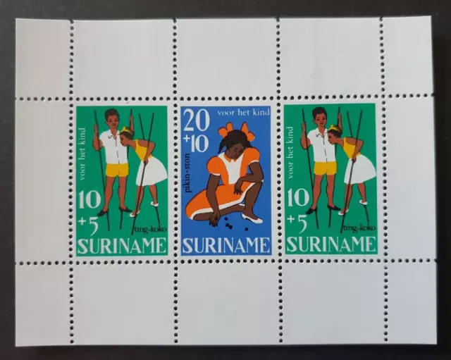 1967 Suriname Netherlands Sheet Child Welfare Playing Kids Vf Mnh