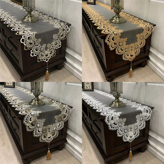 Mesa de encaje Europa gabinete de TV mantel colgante borla cubierta antipolvo
