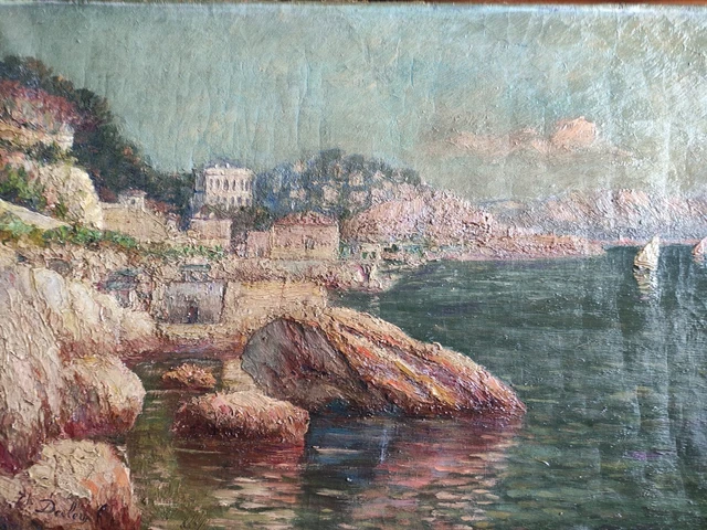 Corniche a Marseille Duclery tableau ancien a restaurer
