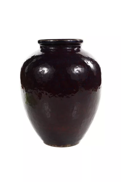 19th century Antique Chinese Ceramic Vase Dark Burgundy