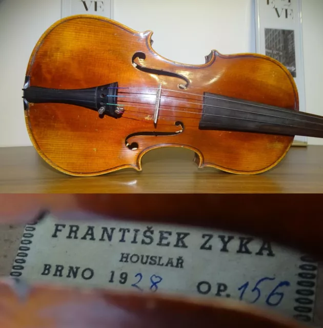 4/4 OLD VIOLIN labelled  FRANTISEK ZYKA 1928, OPUS 156