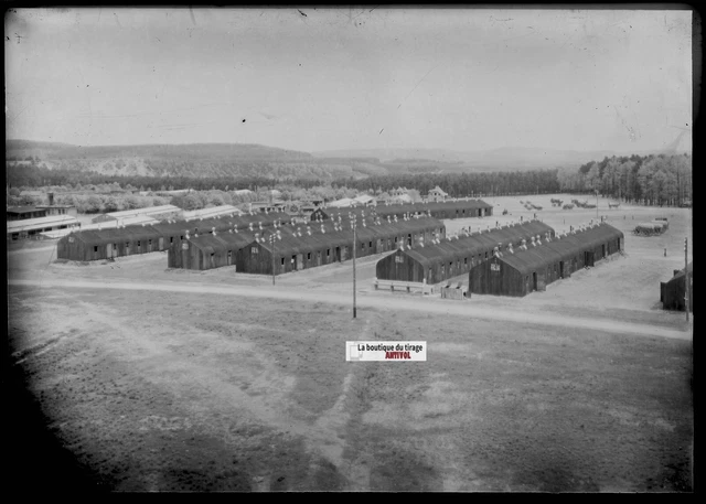 13x18cm Military Camp Bitche Negative Black & White Antique Photo Glass Plate
