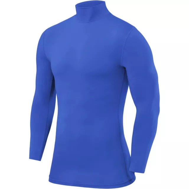 TCA PowerLayer Mens Long Sleeve Mock Neck Compression Top - Blue