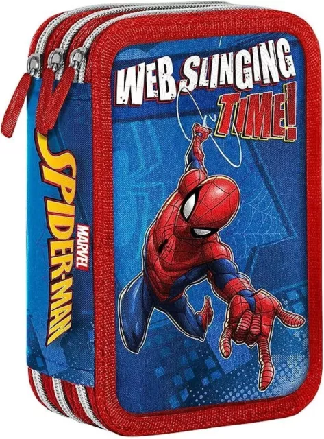 Astuccio Scuola 3 Zip Marvel Spiderman in Rilievo 3D Portapenne matite pastelli