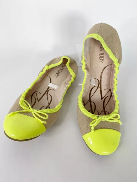 Sam & Libby Shoes Womens Size 9 Neon/Beige Man Made/Canvas Ballet Flats Loafer