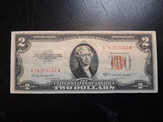 1953 C $2 dollar Red Seal Funny back Note