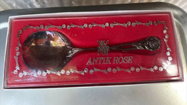 Vintage WMF Antik Rose Cream Spoon In Orig Box Silver Plated Germany