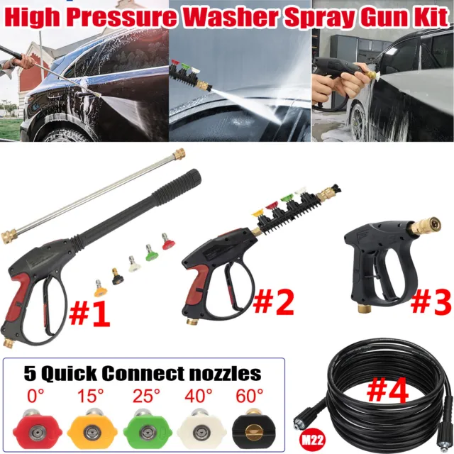 High Pressure Washer Spray Gun Washing 5M Hose 5 Nozzles For Car Jet Wash Lance