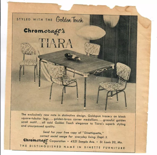 Chromcraft Tiara Kitchen Table Ad 1956 From Household Magazine