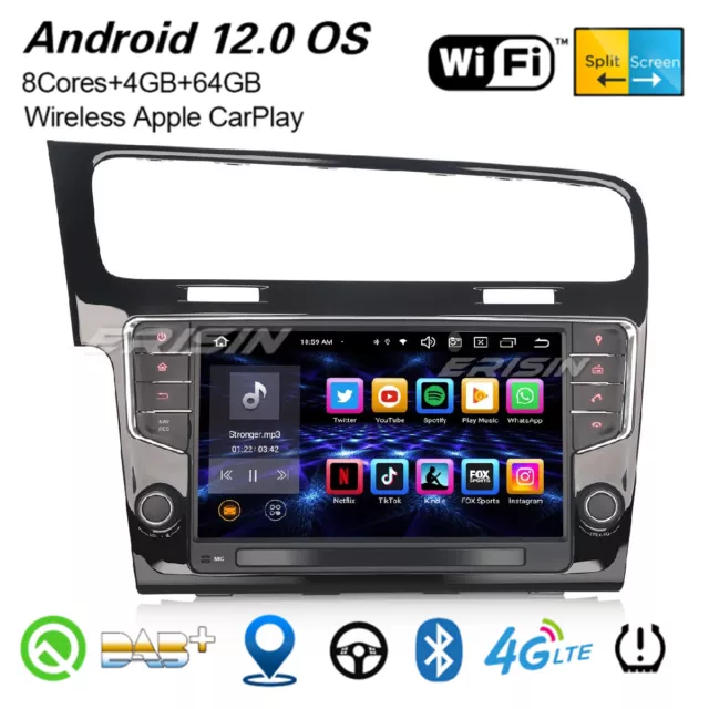 9" 8-Kern 64GB Android 12.0 Autoradio Für VW Golf 7/VII DAB+ Navi BT 5.0 CarPlay