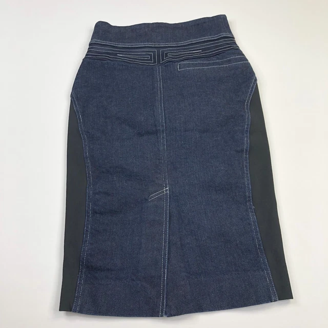 DVF Diane Von Furstenberg 00 (Fits 24W) Below Knee Denim Panel Stretch Skirt