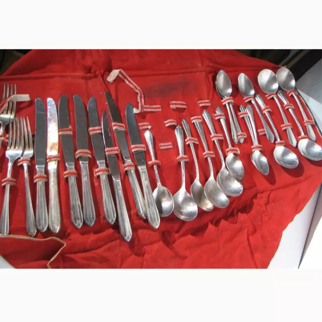 1939 WM ROGERS IS 28 Piece Silverplate Starlight Pattern Star Eagle Cloth Case 129.99 PicClick