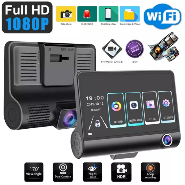 1080P Car DVR 4"Dual Lens Dash Cam G-sensor Front and Rear Video Recorde .Deco