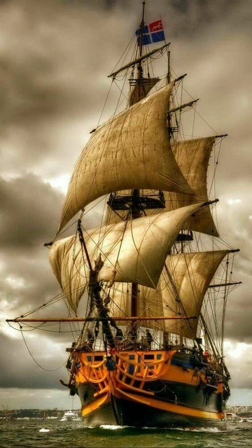 Tableau Sur Toile Voilier Bateau Ancien - 50x70 Cm - Graphisme Et Peinture