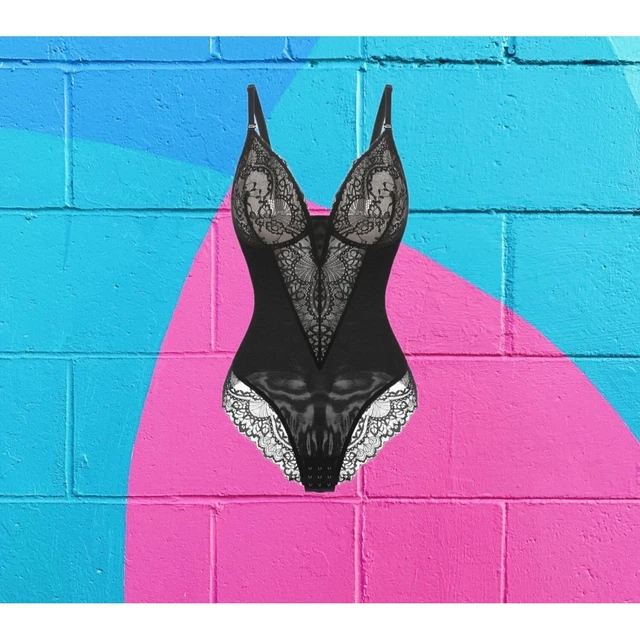 POPILUSH LACE SHAPEWEAR Bodysuit Thong Tummy Control Backless BLACK sz