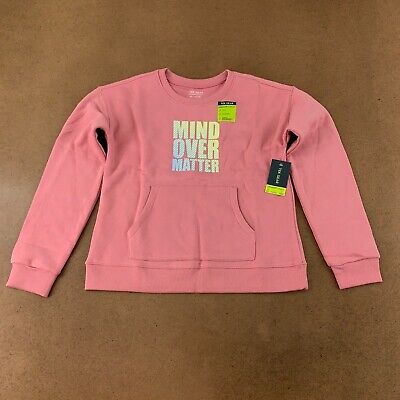 Tek Gear Girls Size XL Pink Mind Over Matter UltraSoft Fleece Sweatshirt NWT